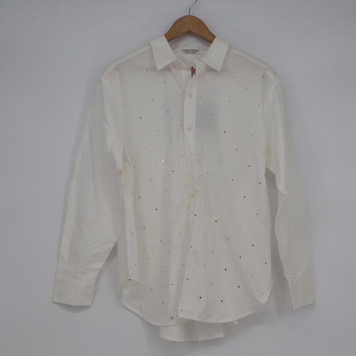 Future Collective White Rhinestone Embellished Cotton Button Down Shirt Mens M