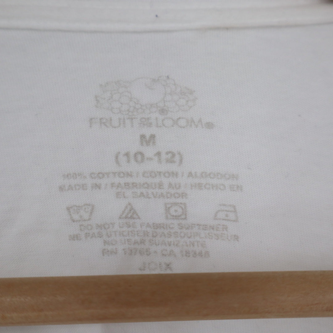 Fruit of the Loom Kids White Short Sleeve Crewneck Cotton T-Shirt Size M 10-12