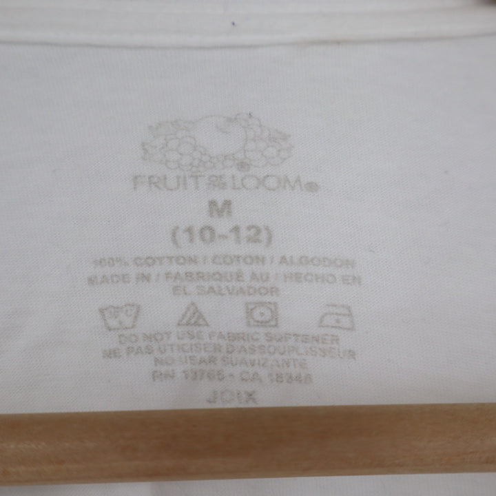 Fruit of the Loom Kids White Short Sleeve Crewneck Cotton T-Shirt Size M 10-12