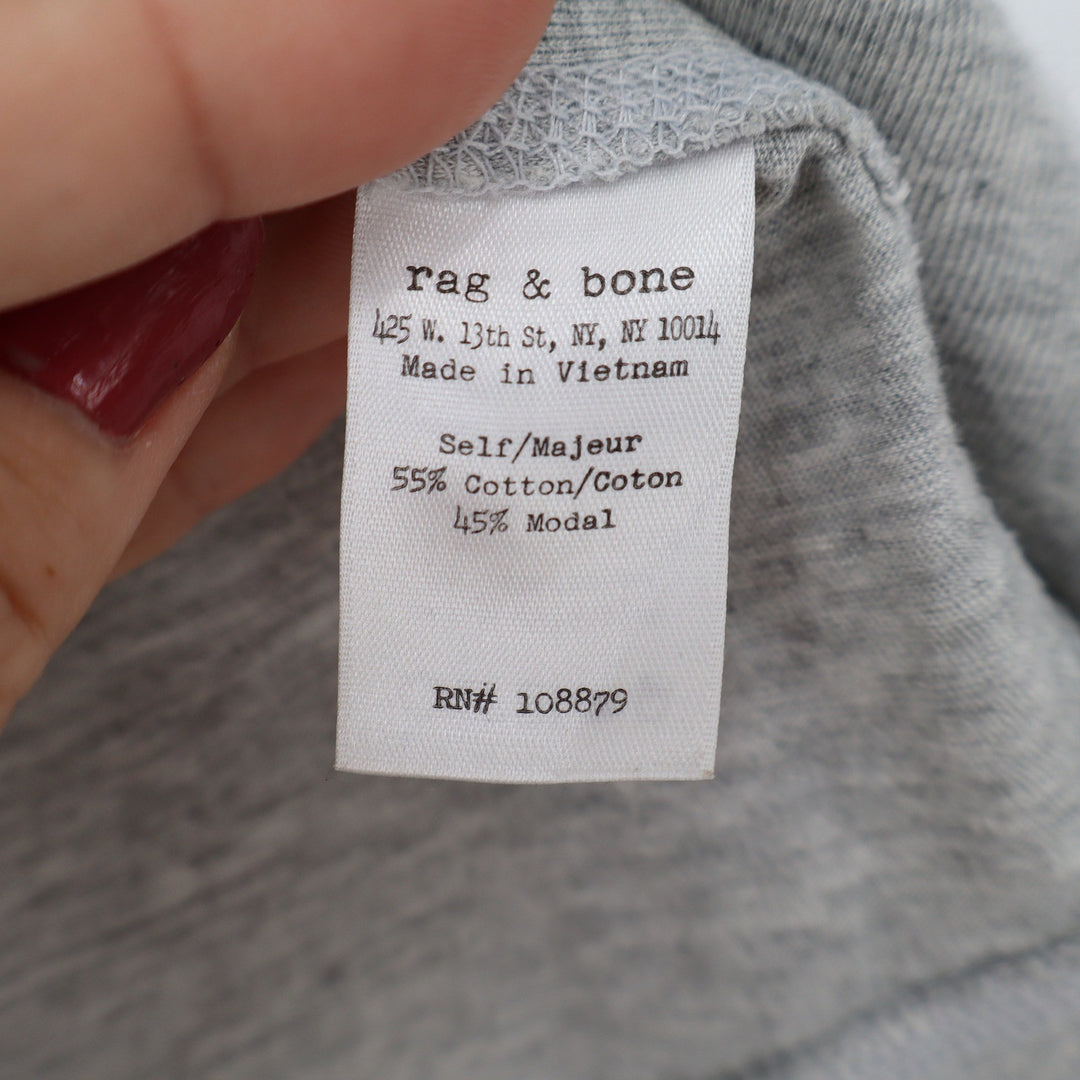 Rag & Bone Top Womens S Raglan Long Sleeve Heather Grey Cropped Excellent