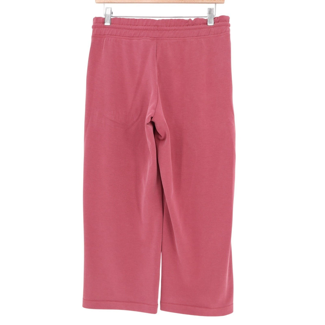 Athleta Crop Sweatpants Womens S Pink Stretch Slash Pockets Drawstring Wide Leg