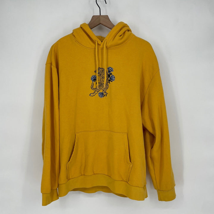 Divided H&M Yellow Tiger Floral Graphic Hoodie Sweatshirt Size L
