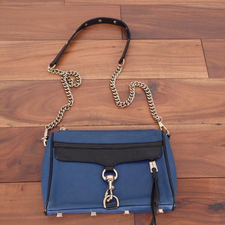Rebecca Minkoff Blue Leather Studded Chain Shoulder Crossbody Bag