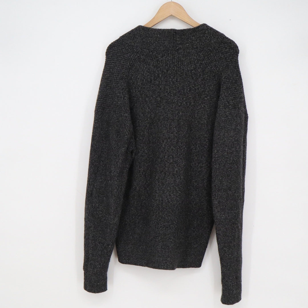 Abercrombie & Fitch Mens Medium Gray Chunky Knit V-Neck Cardigan Sweater