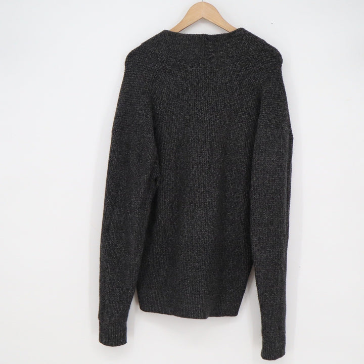 Abercrombie & Fitch Mens Medium Gray Chunky Knit V-Neck Cardigan Sweater