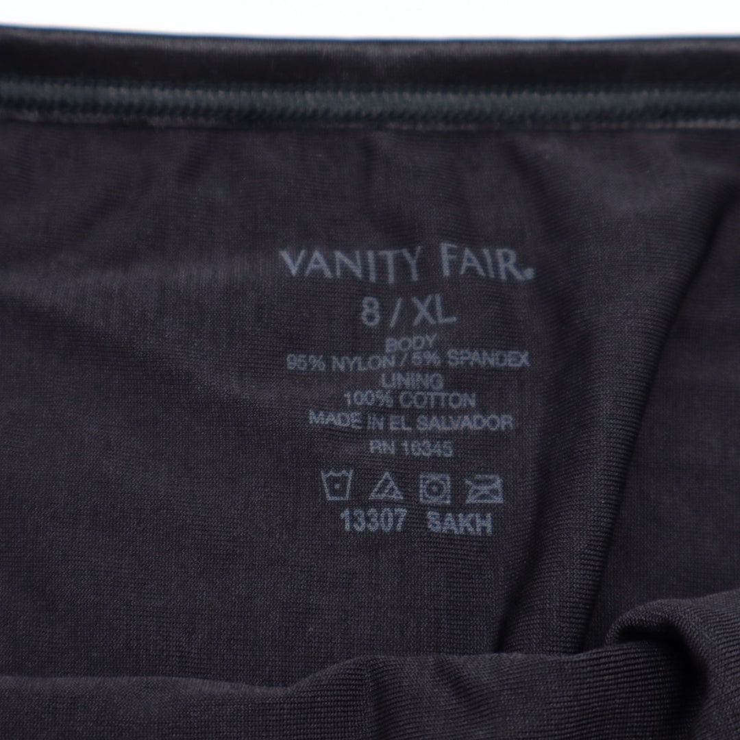 Vanity Fair Illumination Hi Cut Brief Panty Womens 8/XL Black Nylon Stretch