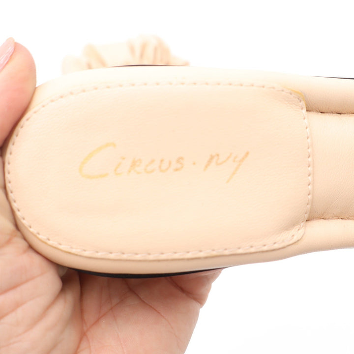 Circus by Sam Edelman Skeet Sand Beige Ruched Square Toe Kitten Heel Mules 8.5M