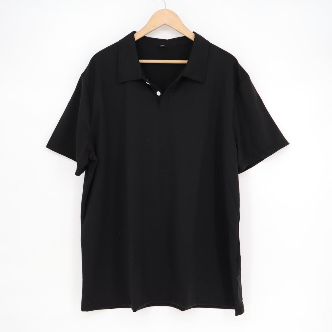 Polo Shirt Mens 2XL Black Short Sleeve Spread Collar Golf Tennis Performance