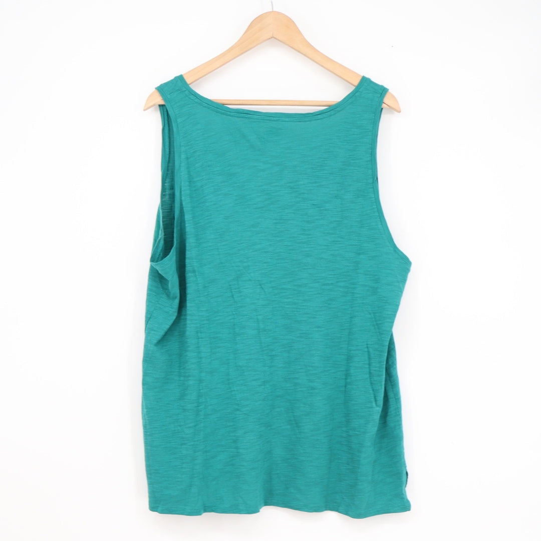 Old Navy EveryWear Tank Top XL Teal Green Cotton Slub Scoop Neck Sleeveless