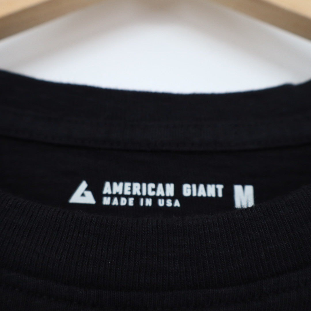American Giant Black Cotton T Shirt Crew Neck Basic Made in USA Mens Size M