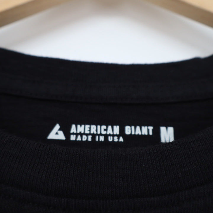 American Giant Black Cotton T Shirt Crew Neck Basic Made in USA Mens Size M