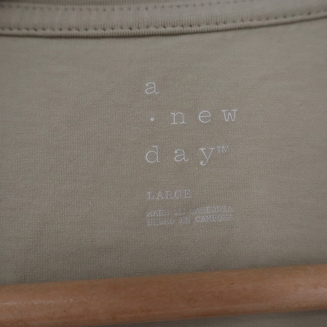 A New Day Womens Sage Green Short Sleeve Crewneck Cotton Stretch T-Shirt Large