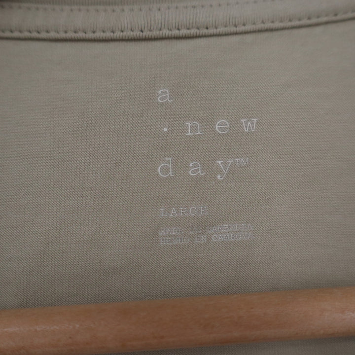 A New Day Womens Sage Green Short Sleeve Crewneck Cotton Stretch T-Shirt Large