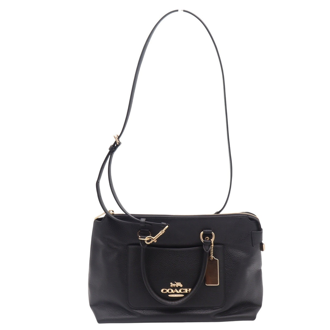 Coach Black Pebbled Leather Satchel Crossbody Bag Gold Hardware