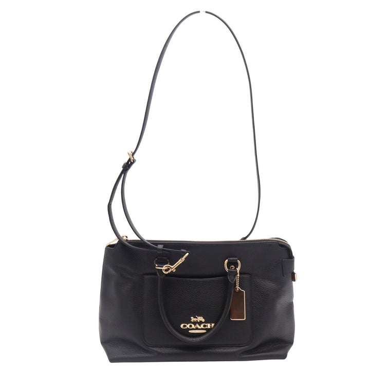 Coach Black Pebbled Leather Satchel Crossbody Bag Gold Hardware