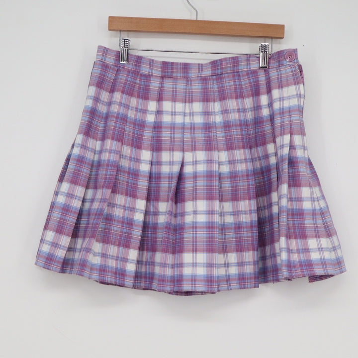 Rewind Purple Plaid Pleated Mini Skirt XL Juniors Schoolgirl Preppy