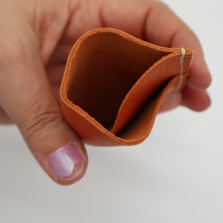 Portland Leather Goods Minimalist Womens Wallet Orange Leather Credit Card Slot