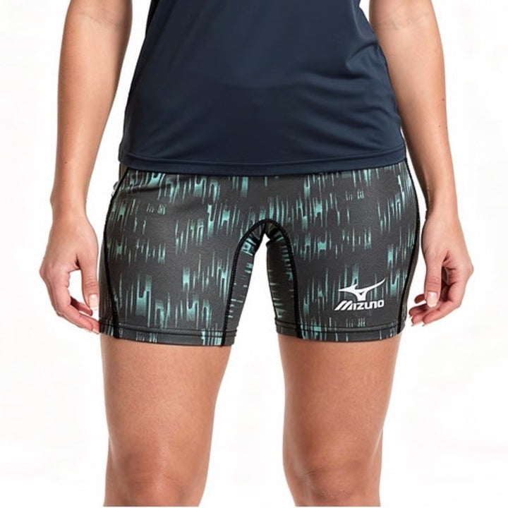 Mizuno RTL Nighthawk Sliding Shorts 905S Womens Medium Black Teal Digital Print