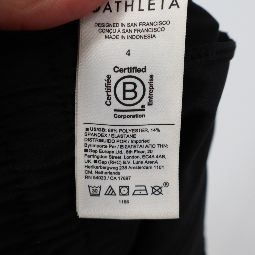 Athleta Crop Pants Womens 4 Black Stretch Drawstring Waist High Rise Wide Leg