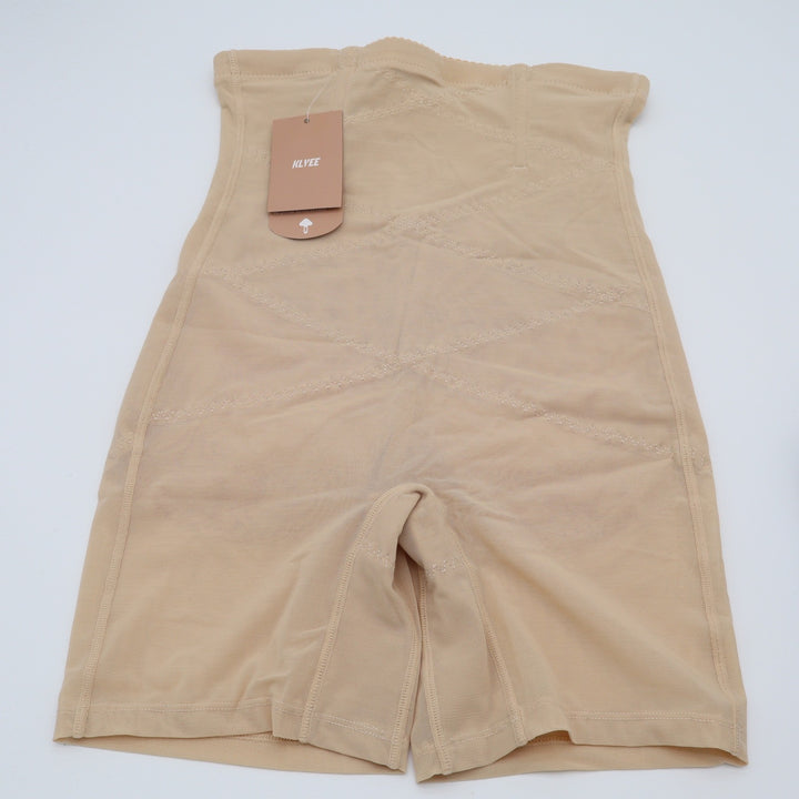 KLVEE High Waist Shapewear Shorts Nude Beige Compression Tummy Control Large