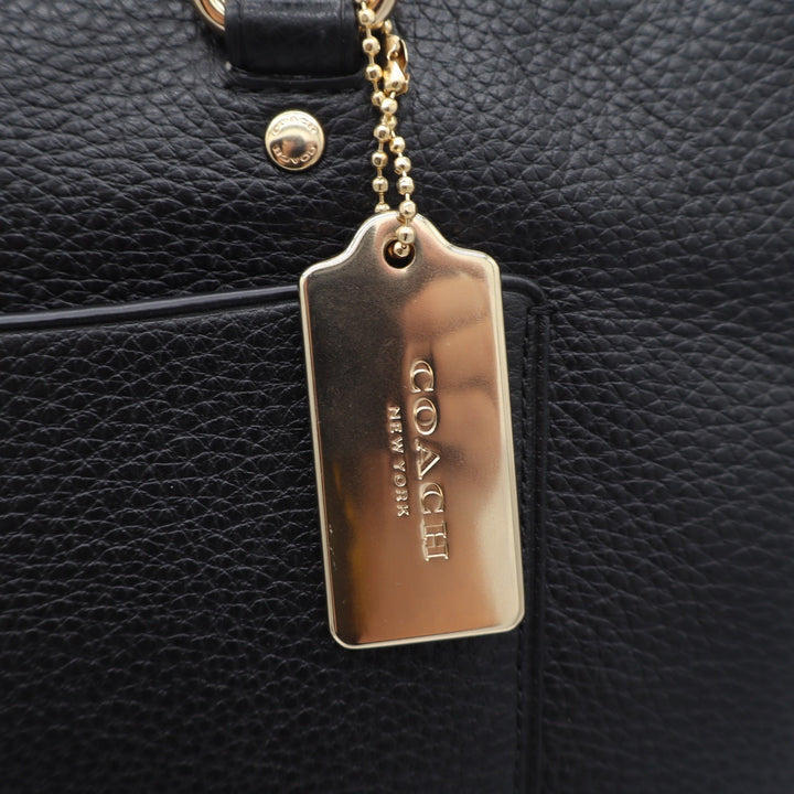 Coach Black Pebbled Leather Satchel Crossbody Bag Gold Hardware