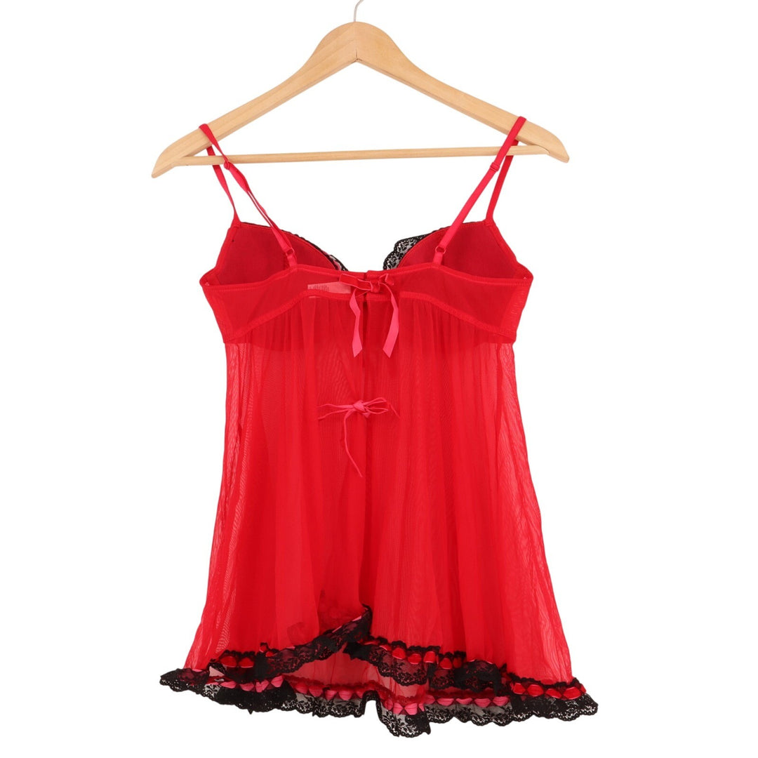 Jezebel Babydoll Womens Small Red Stretch Ruffles Galore Padded Adjustable Strap