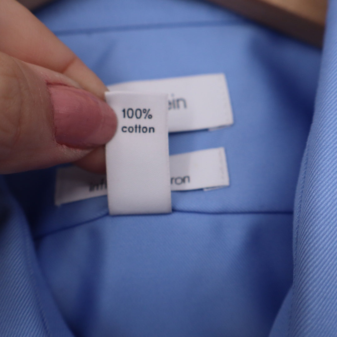 Calvin Klein Mens Slim Fit Infinite Non-Iron Dress Shirt Blue 16.5 34/35