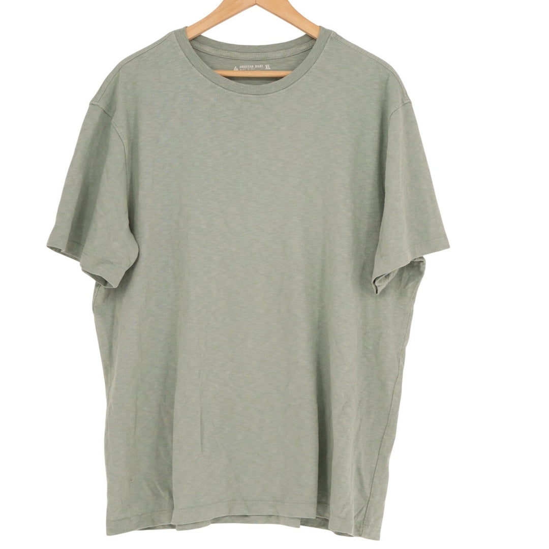 American Giant Premium Slub T-Shirt Mens XL Green Milieu Crew Neck Short Sleeve