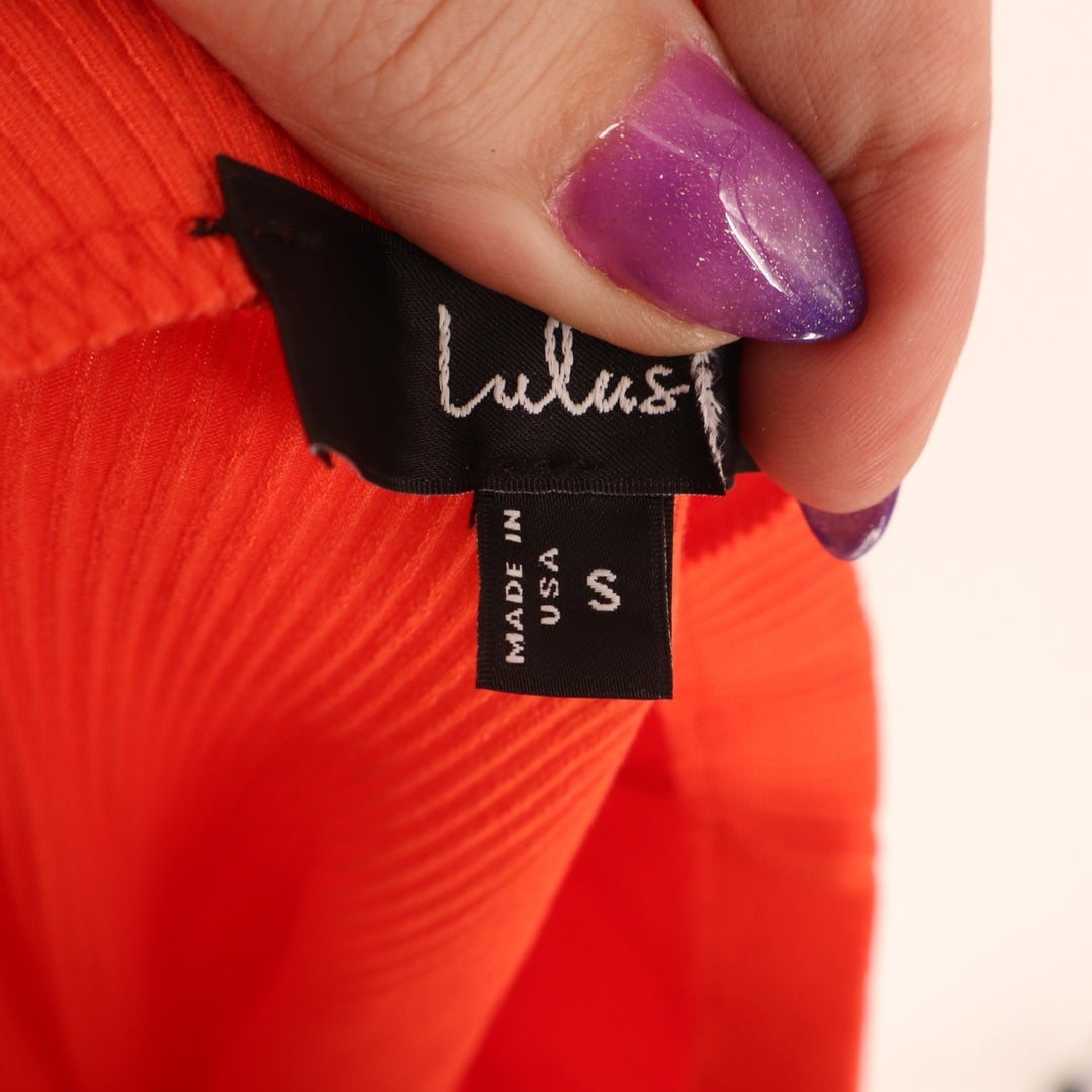 Lulus Absolute Edge Two Piece Bodycon Midi Dress Womens Small Orange Sleeveless