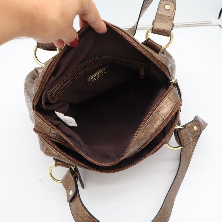 Rosetti Shoulder Bag Womens Medium Croc Embossed Bronze Faux Leather Excellent