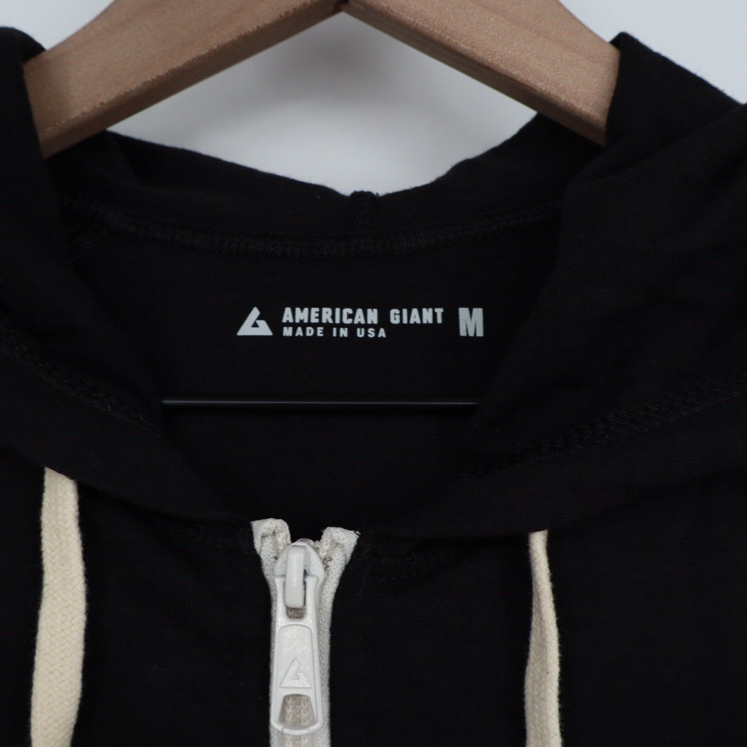 American Giant Black Full Zip Hoodie Made in USA Medium Mens Womens Casual