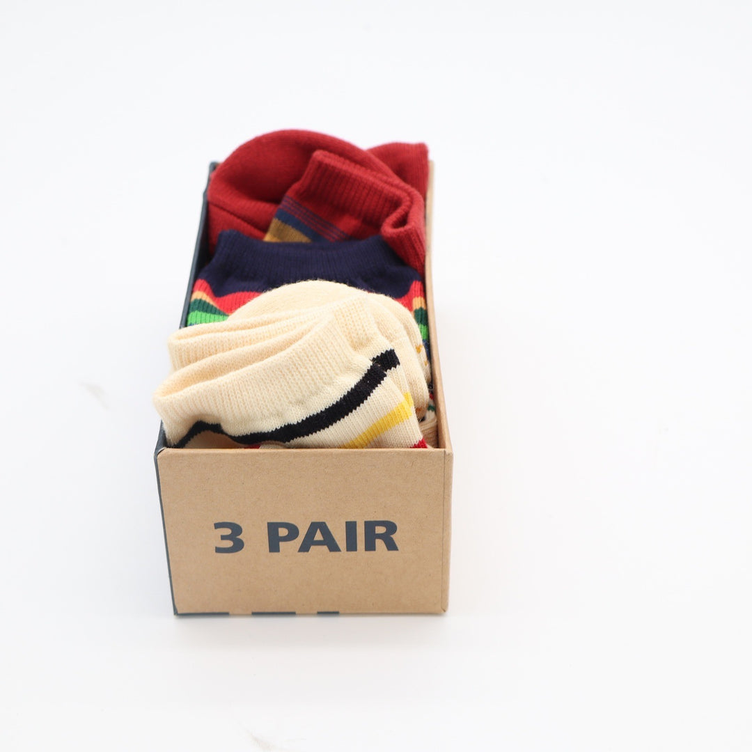 Pendleton 3 Pair Sock Set Wool Blend Crew Striped Red Navy Cream Gift Box NEW