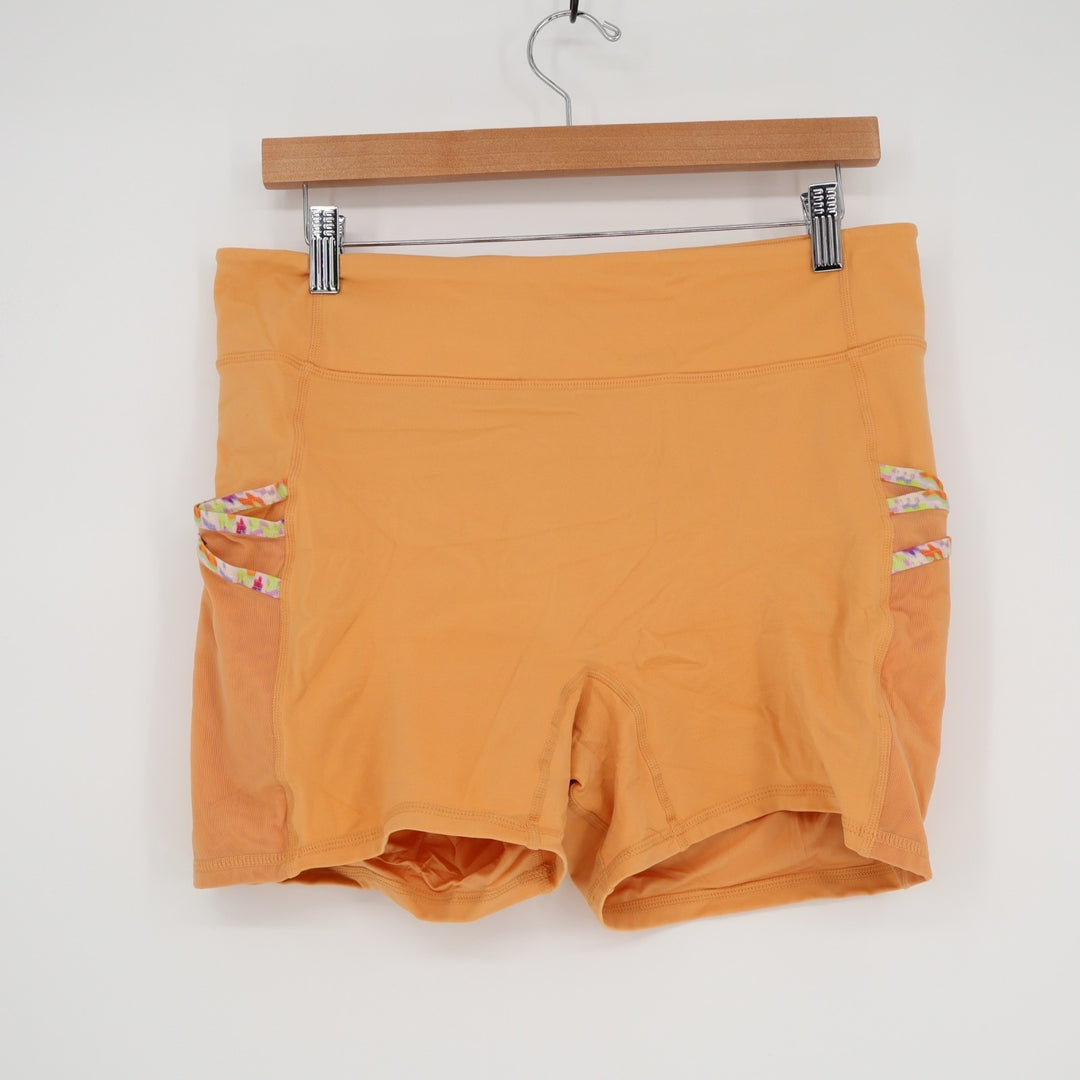 Fabletics Trinity Motion365 Athletic Shorts Womens S Orange Stretch Mid Rise