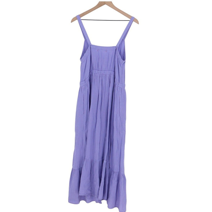 XIRENA Meriden Gauze Midi Dress Lavender Purple Strappy Tiered Hem Size L