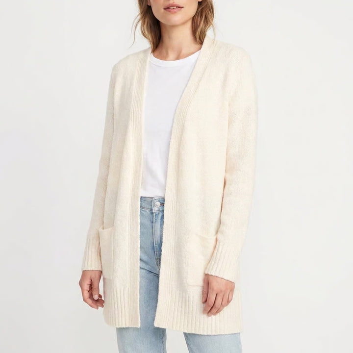 Old Navy Womens Cream Open Front Longline Cardigan Sweater Wool Blend Large
