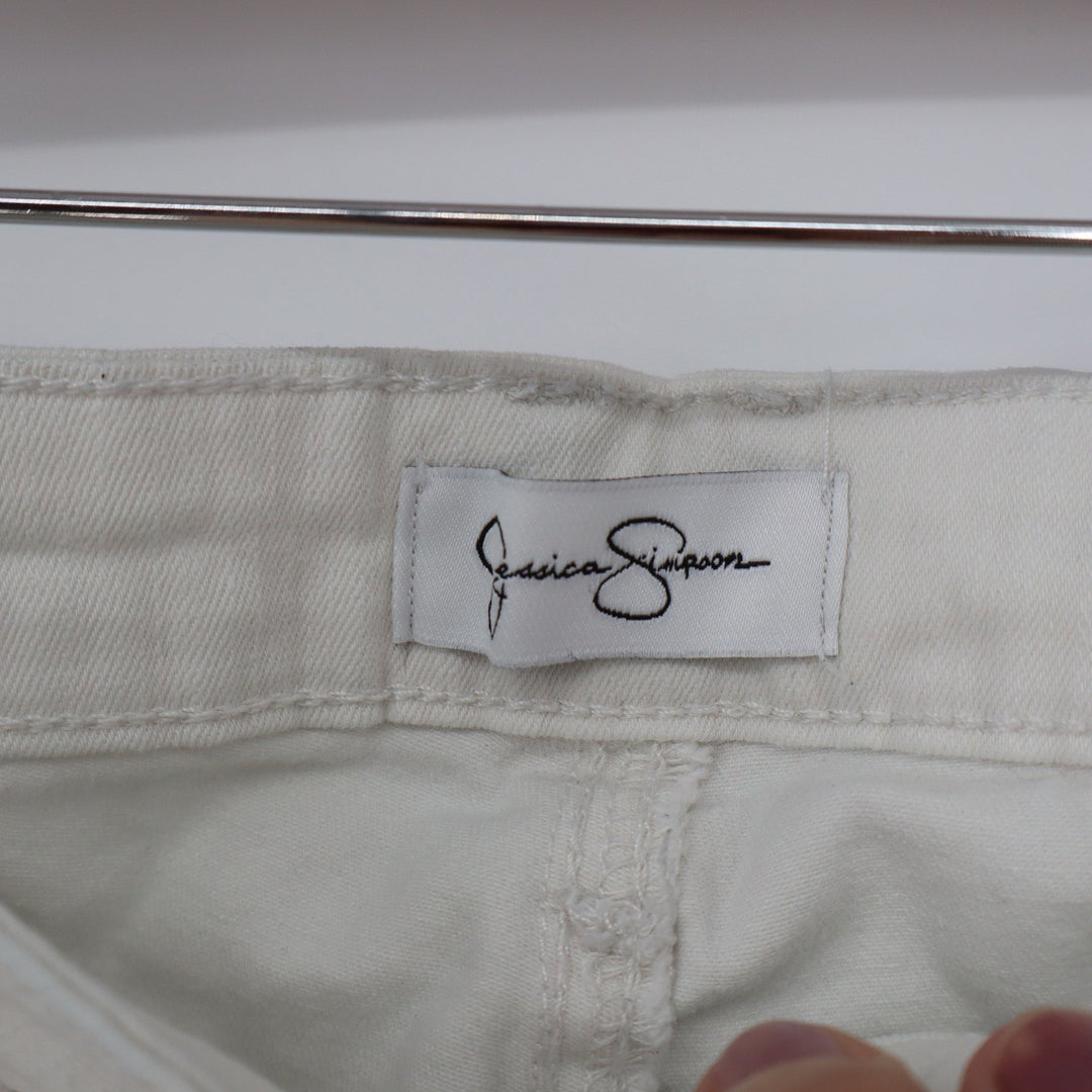 Jessica Simpson Rolled Crop Skinny Jeans Cream Off White Size 4/27 10419