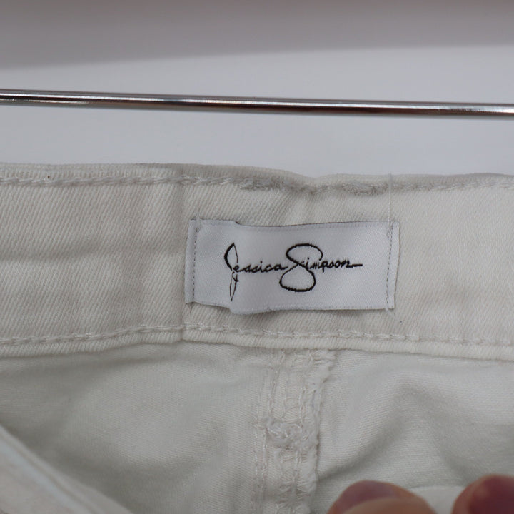 Jessica Simpson Rolled Crop Skinny Jeans Cream Off White Size 4/27 10419