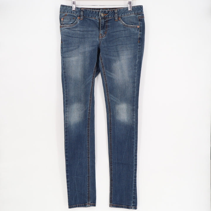 Mossimo Premium Jeans Womens 6L Blue Denim Cotton Stretch Mid Rise Skinny Leg