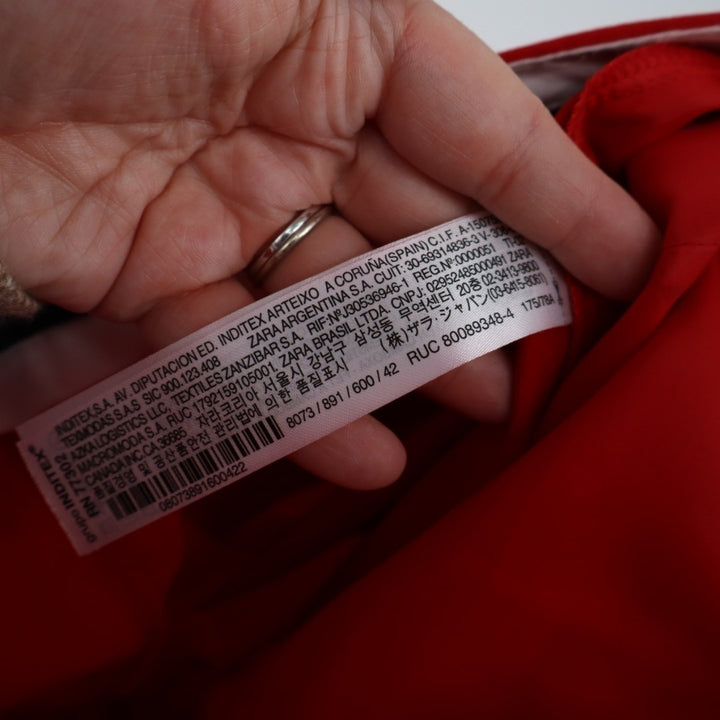 Zara Dress Pants Women's 10 Red High-Rise Slash Pockets Formal Straight Leg
