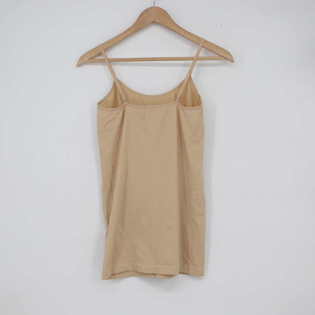 Womens Seamless Camisole Tank Top Adjustable Straps Beige Medium