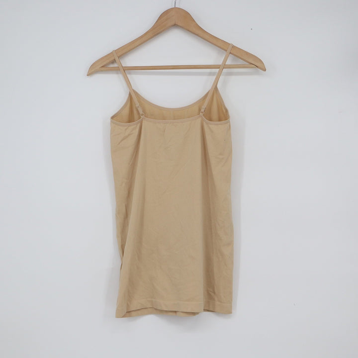 Womens Seamless Camisole Tank Top Adjustable Straps Beige Medium