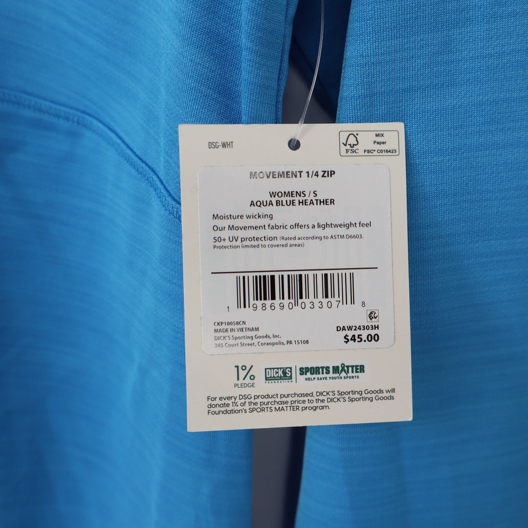 DSG Movement 1/4 Zip Pullover Aqua Blue Heather Womens Small NEW