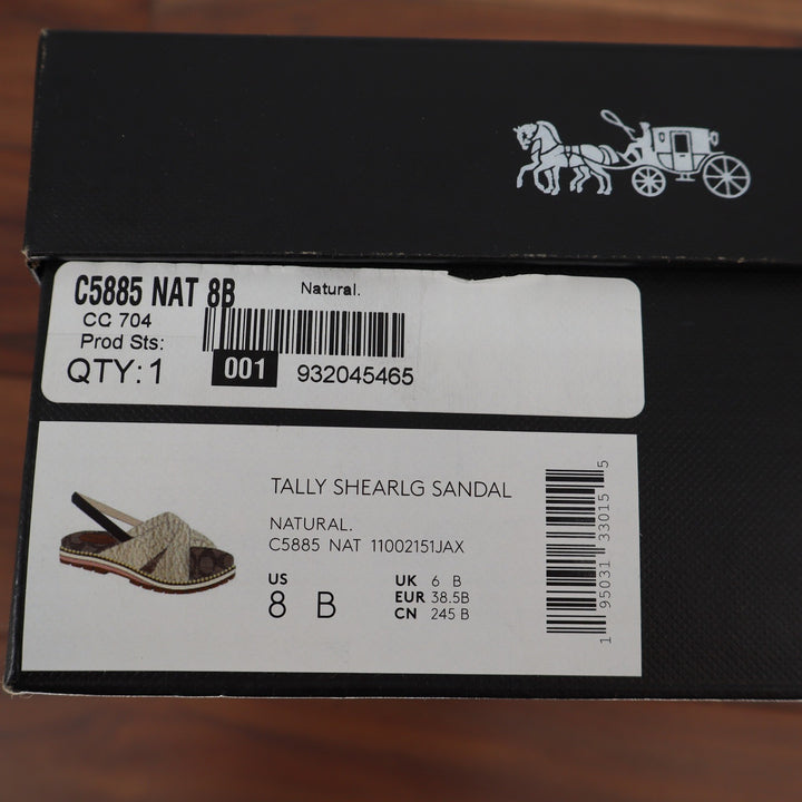 Coach Tally Shearling Sandal Natural Signature Monogram Size 8