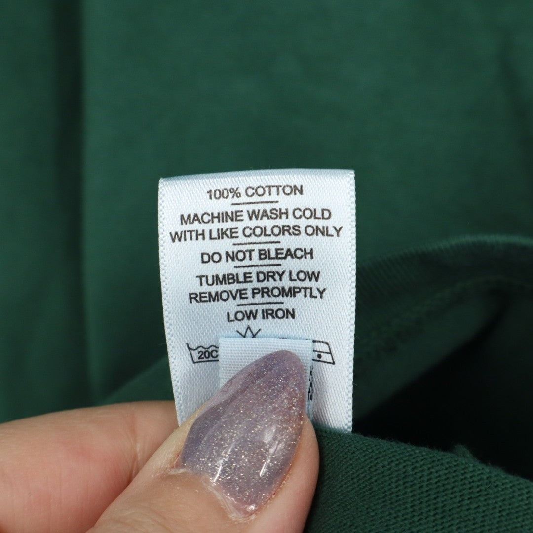 American Giant T-Shirt Men Medium Hunter Green Long Sleeve Front Pocket Pullover