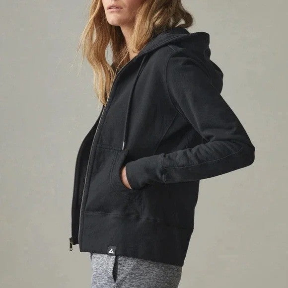 American Giant Womens Black Cotton Full Zip Hoodie Sweatshirt Size L