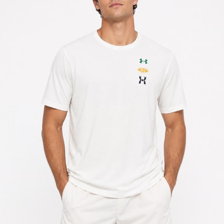 Under Armour Mens XL White Evolution Logo Graphic Loose Fit T-Shirt 1390165-100