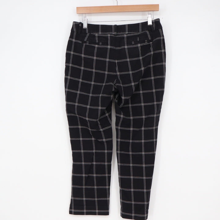 A New Day Womens Black White Windowpane Plaid Ankle Pants Size 6 Stretch
