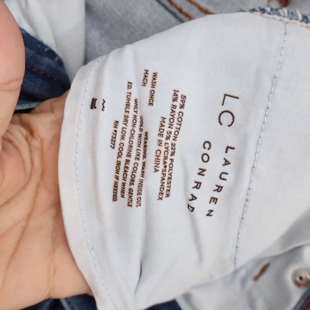 LC Lauren Conrad Jeans Womens 16 Super Skinny Blue Distressed Raw Hem Excellent
