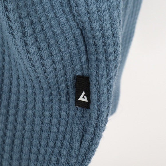 American Giant T-Shirt Mens 2XL Blue Stretch Waffle Knit Long Sleeve Crew Neck