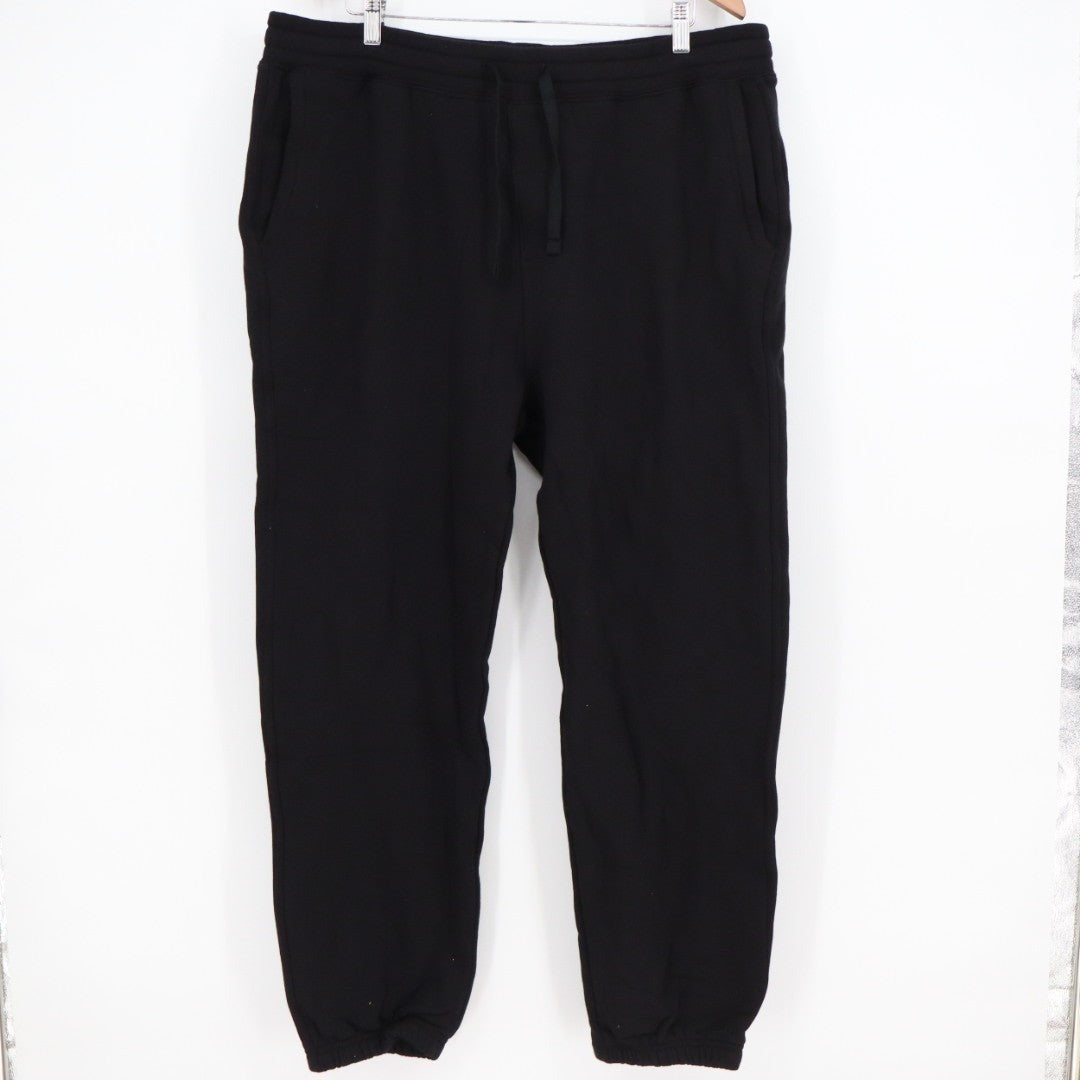 American Giant Sweatpants Men 2XL Black Cotton Fleece High Rise Drawstring Waist